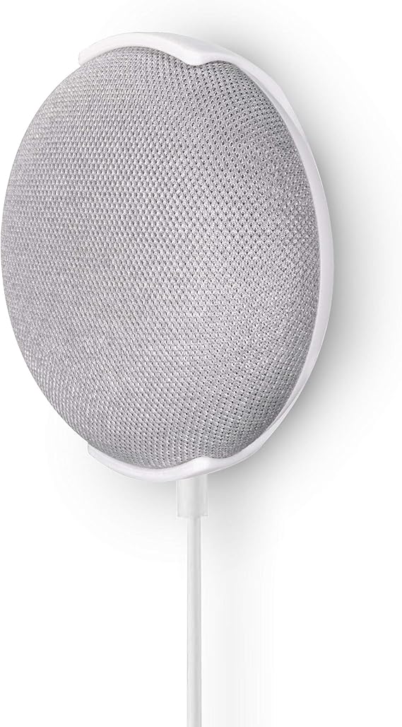 Screwless Wall & Ceiling Mount for Google Home Mini, Stick On Holder - Easy Install, No Tools, by Brainwavz (GMN01) (White)