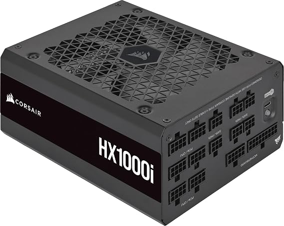 Corsair HX1000i Full Modular Ultra Low Noise ATX Power Supply - ATX 3.0 and PCIe 5.0 Compatible - Liquid Dynamic Bearing Fan - CORSAIR iCUE Software Compatible - 80 Plus Platinum Efficiency - Black