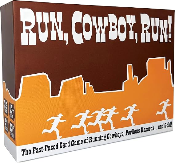 Run, Cowboy, Run! The Fast-Paced Card Game of Running Cowboys, Perilous Hazards ... and Gold! Ages 10 Plus, Family Friendly, 2-6 Players