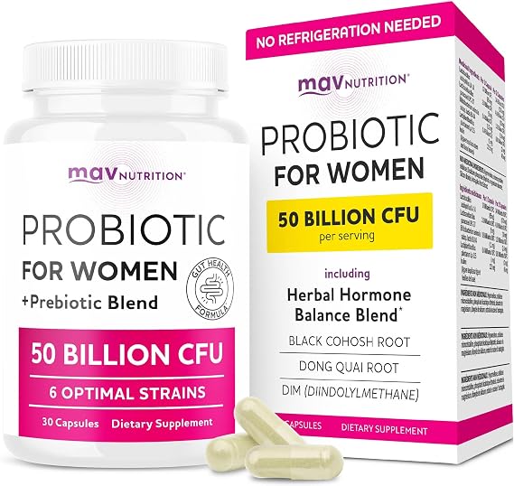 Probiotics for Women, 50 Billion CFU, Vaginal Health & pH Balance Support | Digestive Health Support, Female Probiotics with Prebiotics & Hormone Balance Blend, Third-Party Tested, Vegan, 30 Capsules