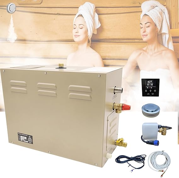 Steam shower generator,18kw Household-Commercial,Steam shower generator kit,with self-draining system,Temperature adjustable 95-131F,Applicable space 560~735ft3