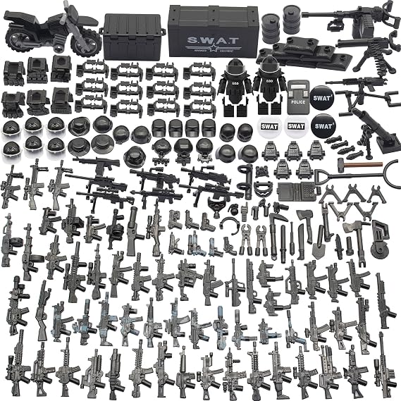 SWAT Team Building Block Toys, Military Weapon Pack Accessories