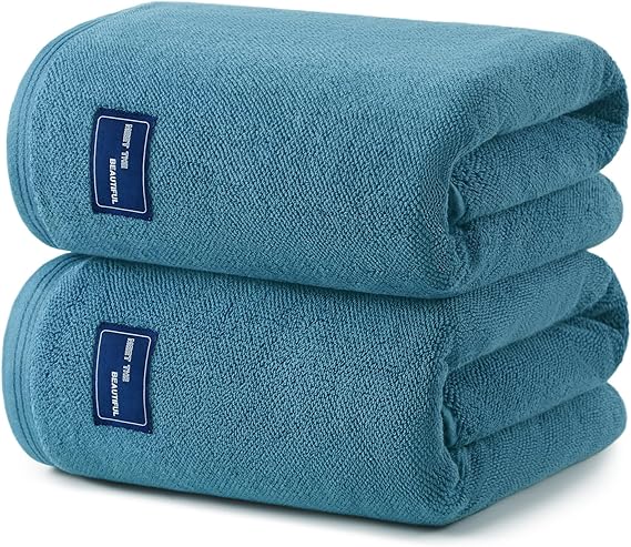 ecolook Premium Extra Large Bath Sheets, 2 Pack, 35 x 70 Inch | 800 GSM 100% Cotton, Oversized Towels for Adults, Soft & Highly Absorbent Quick Dry, Ideal for Bathroom, Hotel, Pool, Green
