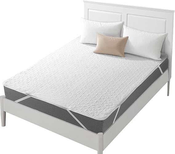 Queen Mattress Protector Cover Waterproof Quilted Fitted Soft Cotton Mattress Cover Pad Washable Mattress Bed Protector with Elastic Band (Queen Size)