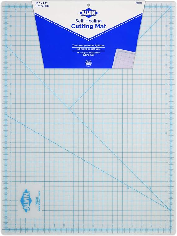 ALVIN TM Translucent Cutting Mat 18 x 24 inch | 3mm Layer with Grid on 1 Side | Light Box Compatible - Model TM2224