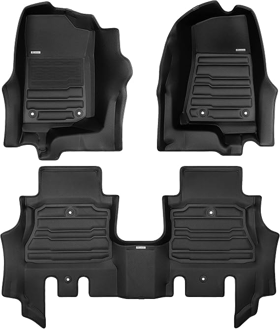 TuxMat - for Jeep Wrangler JL 4Dr 2018-2027 Models - Custom Car Mats - Maximum Coverage, All Weather, Laser Measured - This Full Set Includes 1st and 2nd Rows