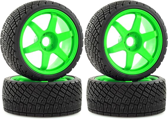 REDSPIDER•1/8 RCラリーカータイヤオンロードタイヤ17mm六角プラスチックホイールリム 1/7 1/8スケールレーシングカーKM WRC C3 ARRMA Felony Infraction リミットレスRCオンロードカーグリーン1
