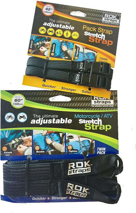 ROK Straps Bundle Adj. Black Cruisers 18-60" and Pack 12-42"