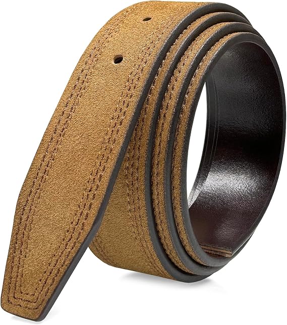 Reversible Belt Strap Replacement Genuine Leather Dress Belt Strap, 1-1/8", 1-1/4", 1-3/8" Wide
