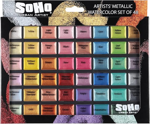 Soho Urban Artist Metallic Watercolors Set w/48 Colors