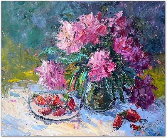 Artseeker Strawberries with peonies
