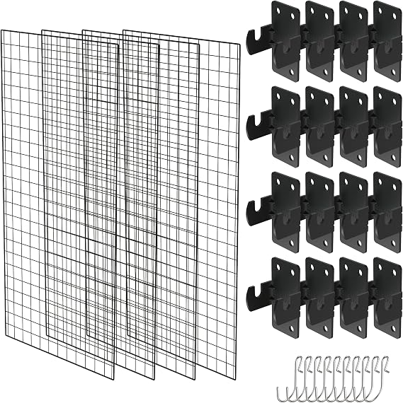 NACETURE Grid Wall Panels, 4 Pack 2x4 ft Wire Mesh Display with Hooks