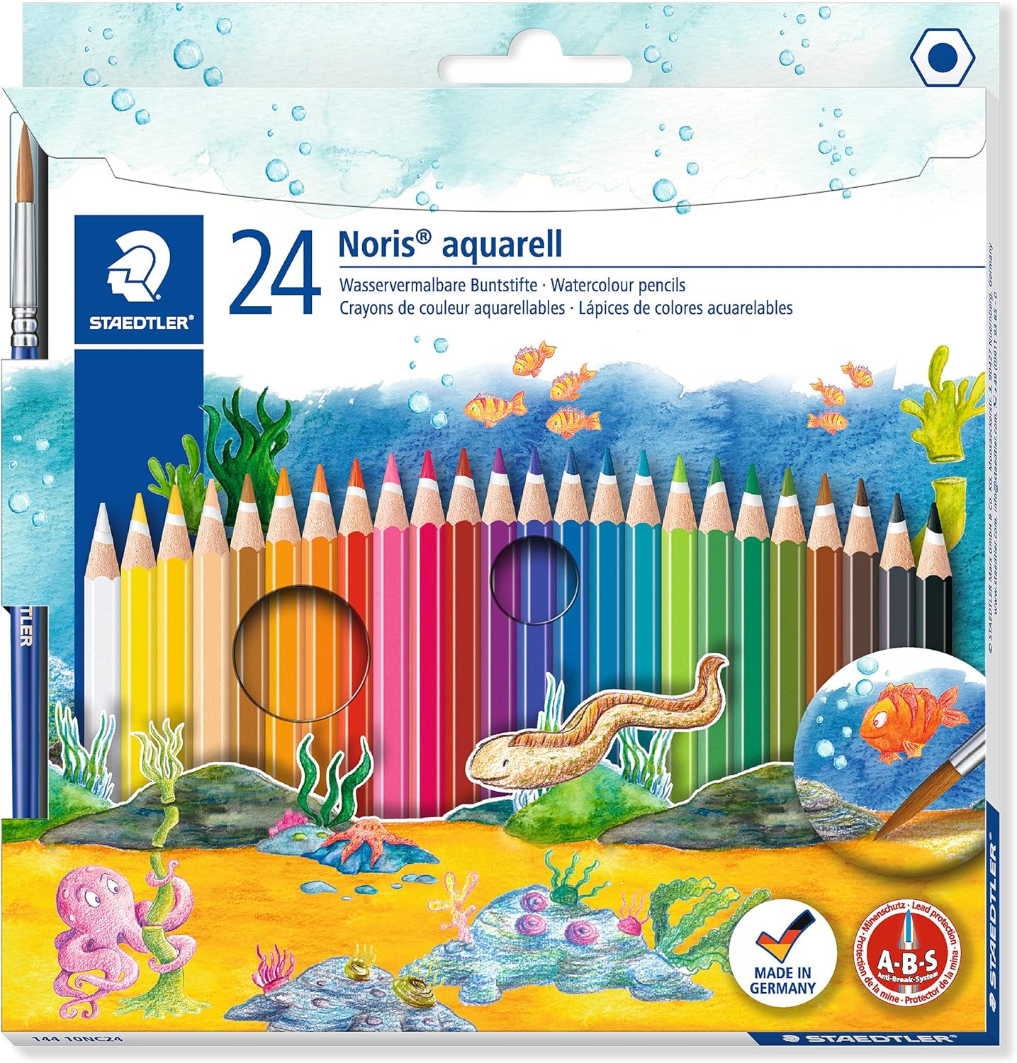 Staedtler 144 10Nc24 Noris Club Aquarell Dry 24 Brush Gift