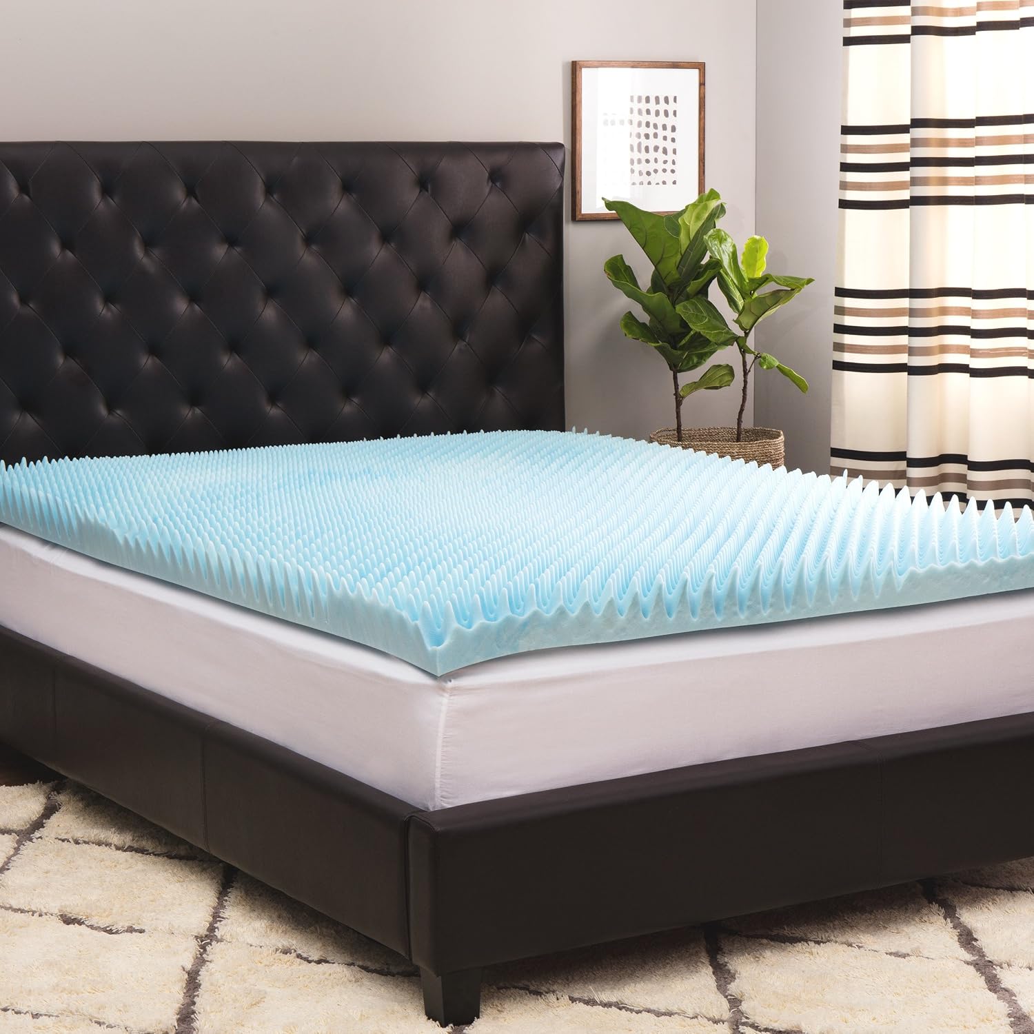 Simmons Beautyrest Comforpedic Loft from Beautyrest 4-inch Sculpted Gel Memory Foam Topper with Waterproof Cover Blue Twin