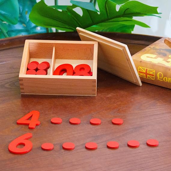 Premium Montessori Math Toys, Solid Beechwood Numerals & Counters Set 1-10, Number & Quantity Matching Counting Toy for Kids 3-6, Homeschool Preschool Learning Materials & Educational Birthday Gift