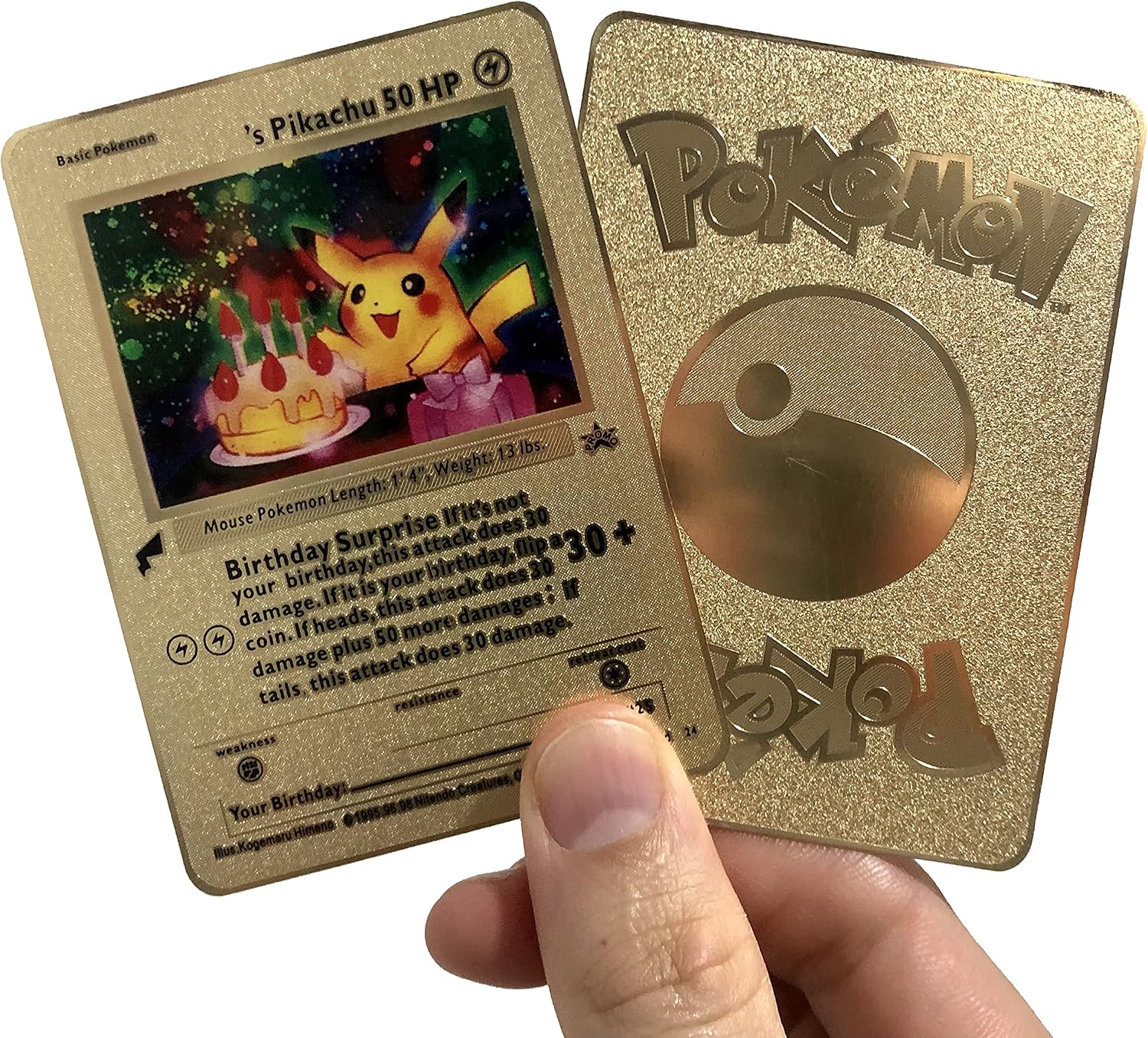 Generic Birthday Pikachu Cuom Metal Pokemon Card