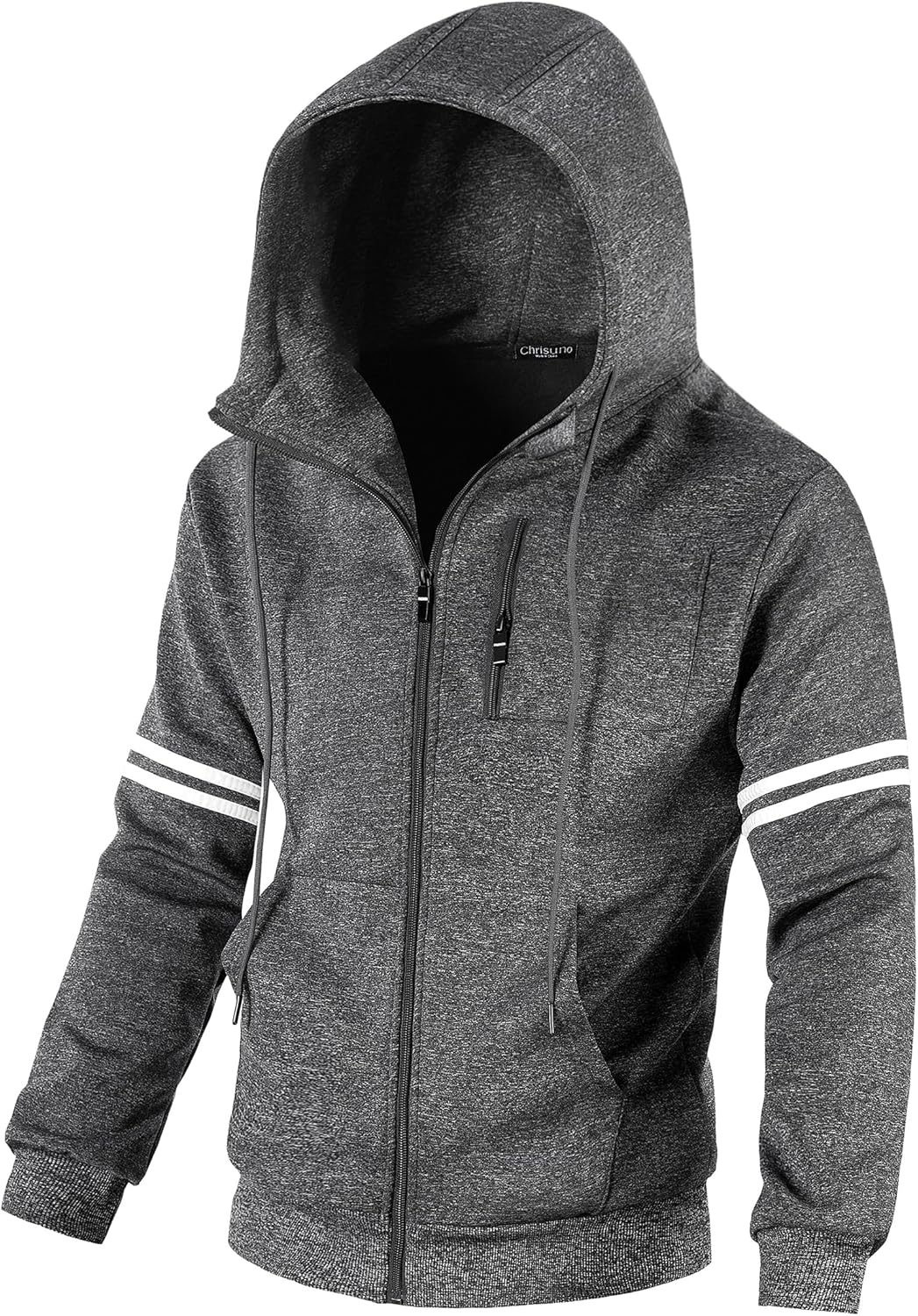 Chrisuno Mens Soft Fleece Fashion Hooded Sweatshirt Zip Up Sports Sweater Hoodie Jacket