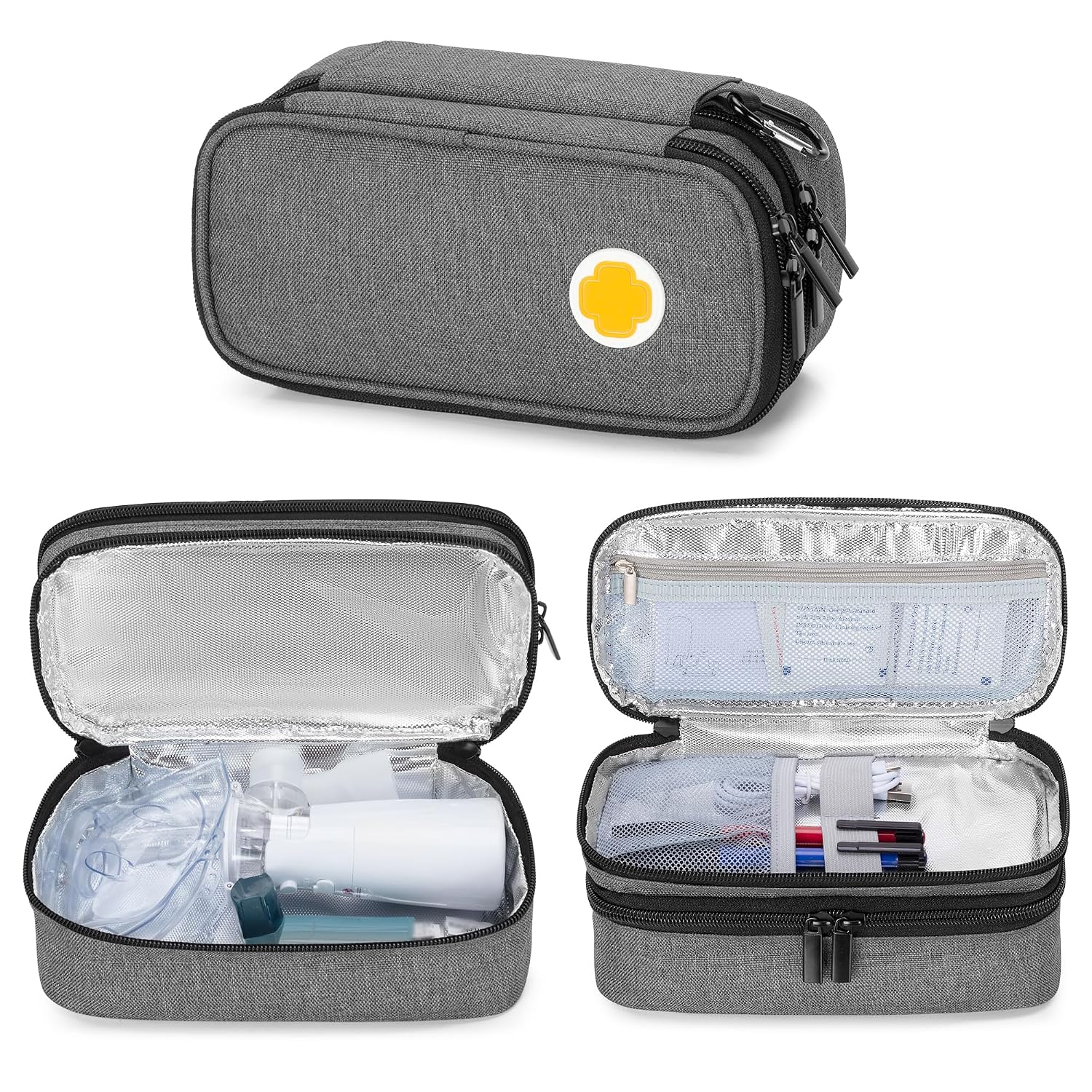 CURMIO Portable Nebulizer Carrying Case, Handheld Inhaler Spacer Storage Bag for Adult, Gray, Bag Only