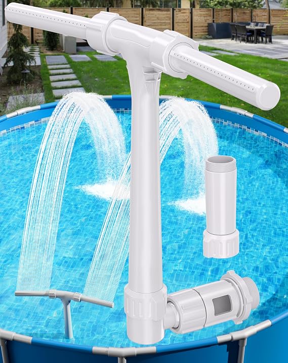 2025 Upgraded Higher Pool Fountain for Above Ground and Inground Pools, 360 Adjustable Dual Spray Waterfall Pool Sprinkler Cooler, Outdoor High-Pressure Pool Accessories for Cooling and Relaxation