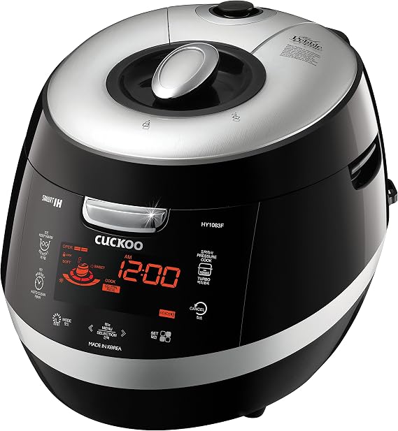CUCKOO CRP-HY1083F | 10-Cup (Uncooked) Induction Heating Pressure Rice Cooker | 13 Menu Options, Auto-Clean, Voice Navigation, Stainless Steel Inner Pot, Made in Korea | Black