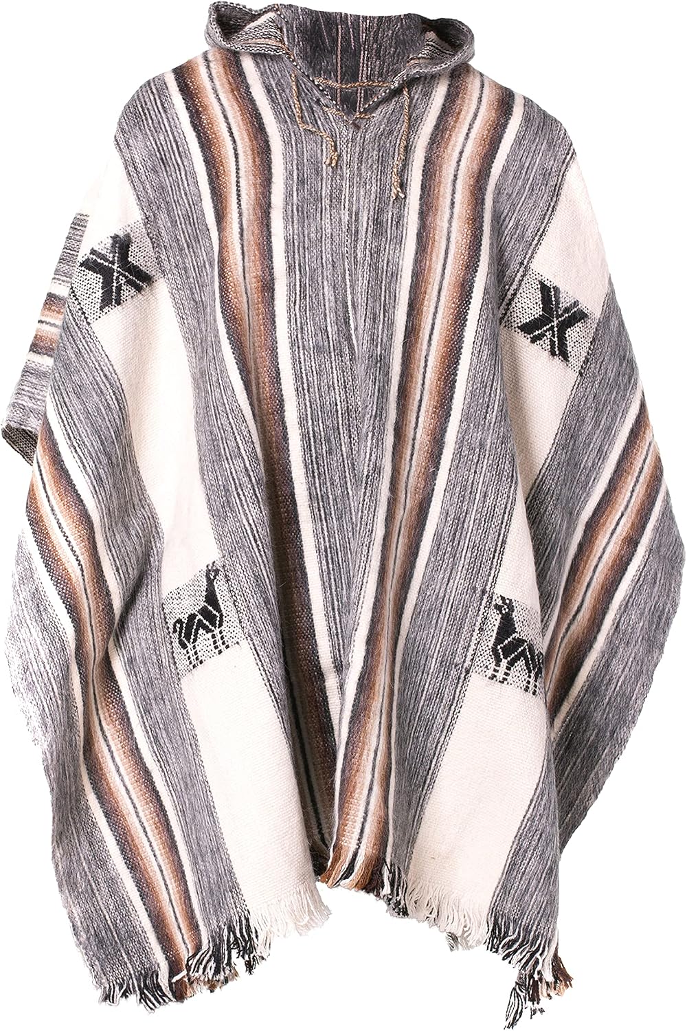 Gamboa Alpaca Wool Poncho Men Panchos Mexican with Hood Adult Cowboy and Western Hippie Poncho para Hombre