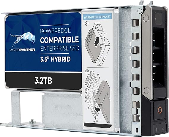 Water Panther 3.2TB 3D TLC SAS SSD 24Gb/s 3.5" Solid State Drive | Hybrid Tray for Dell EMC PowerEdge Servers | Enterprise SSD Compatible with 14G Convert Tray