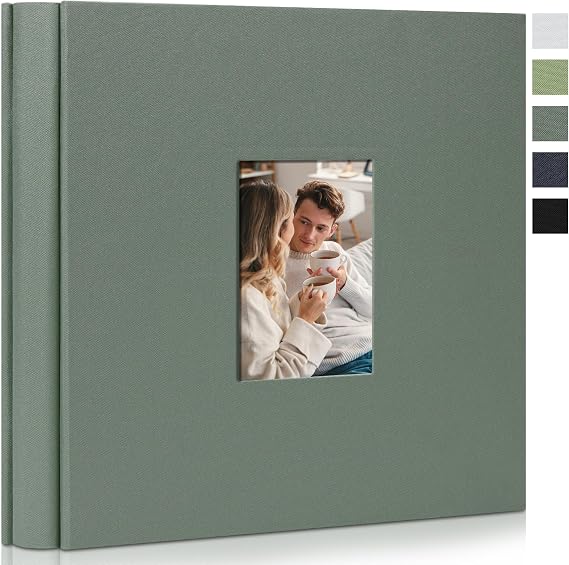 Photo Album 4x6 Pictrues 300 Pockets Linen Cover with Front Window Large Picture Book for Family Travel Wedding and Memory Keepsake Organizer Black