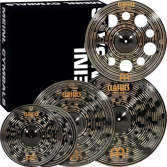 Meinl Cymbals Classics Custom Dark Complete Box Set MADE IN GERMANY | 4-pc 15/18/20/22-inch, B12 Bronze Cymbals for Drums