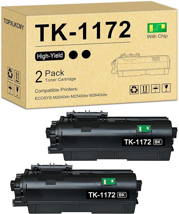 TK-1172 TK1172 High Yield Black Toner Cartridge Replacement for Kyocera ECOSYS M2040dn / M2540dw / M2640idw / Printer (2-Pack, 1T02Y80UX0)