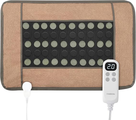 Far Infrared Heating Pads for Back Pain Relief, Natural Jade and Tourmaline Heating Pad, Electric Therapy Pads for Neck Shoulders and Period Cramps, Auto Shut Off (Brown, 32"X21")