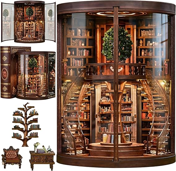 Book Nook Kit for Adults Booknook DIY Miniature Library Decor Fantasy 3D Puzzle