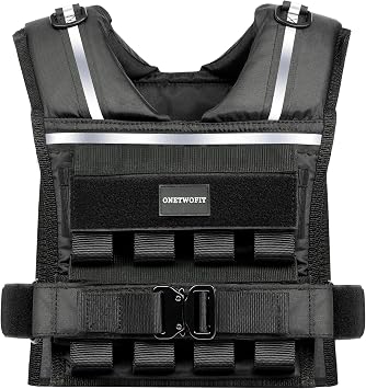 35lb/45lb Weighted Vest Men , Adjustable Rucking Vests for Walking with Reflective Stripe, 1.2" Ultra Thick Shoulder Padding Strength Training Workout Vest for Running GYM Home, Detachable Iron Weights