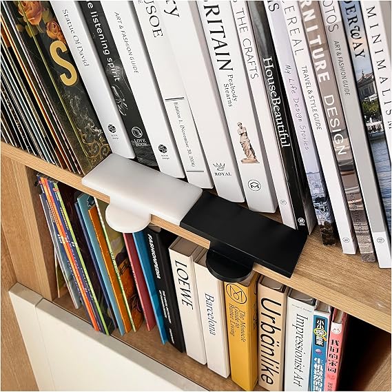 Bookshelf Organizer Tool Align Books A Spirit Level for Books (Black) | Plastic Bookend, Book Shelf Guide, Apply for Home Office Library, Book Stopper, Desktop Organizer