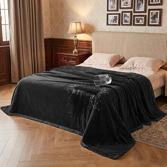 Catalonia Waterproof Blanket for Bed, Reversible Leakproof Throw | 40 x 50 Inch, Black, Washable Protector Cover for Couch and Sofa, Stain Proof Blanket for Pets, Kids and Everyday Spills