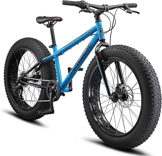 Mongoose Argus Trail or ST Fat Tire Mountain Bike, 20, 24 or 26 Inch Bike for Kids and Adults, 7 or 16 Speed, Aluminum or Steel Frame, Knobby Mountain Fat Tires, Mechanical Disc Brakes