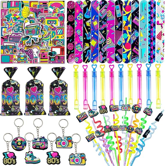 CHSLtmxq 122 PCS 80s Party Favors, 90s Party Favors and Decorations Set