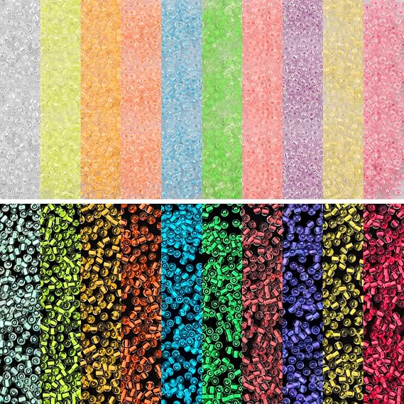 5000pcs 3mm Glass Seed Beads Glow in The Dark Beads Luminous Seed Bead 10 Colors Round Glass Bead for DIY Bracelet Necklaces Craft Jewelry Making Supplies