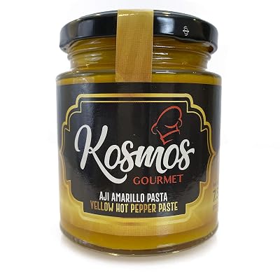 Kosmos Gourmet Aji Amarillo Paste - Peruvian Yellow Chili Pepper Sauce - Mild Spicy - 7.5 ounces - 212 gm.