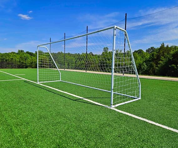 Match 24 X 8 FT. Official Regulation Size Soccer Goal. Strongest Heavy Duty 2" Diameter Rust & Corrosion Resistant Steel Frame w/Durable Weatherproof 4mm Net