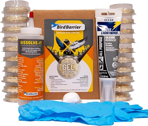 Bird Barrier Optical Gel Bird Repellent Starter Kit, 20 Discs + Adhesive