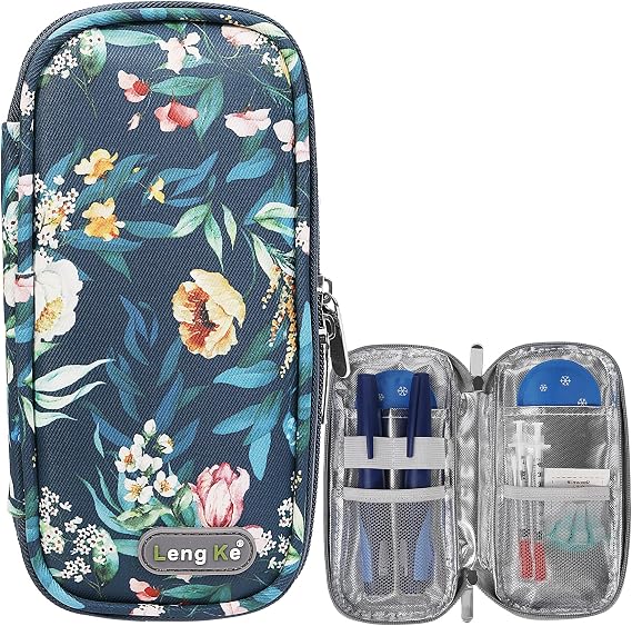 Insulin Cooler Travel Case Small Diabetic Cooler Portable Cooling Bag with 2 Reusable Gel Ice Packs for Travel Insulin Pen and Other Supplies Dark Camellia