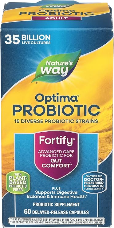 Nature's Way Fortify Optima Daily Probiotic, 35 Billion, 15 Strains, Prebiotic, 60 Capsules