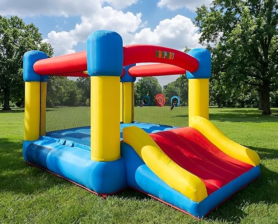 Inflatable Bounce House for Big Kids Ages 3-8, 6.7 x 8.4 ft Large | Jumping Castle with 370W Air Blower, Repair Kit, Storage Bag, Extra Thick & Durable Material, Backyard Party Birthday Gift