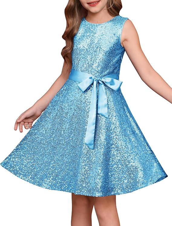 GRACE KARIN Girls Sequin Sparkly Dress Kids Party Birthday Fancy Formal Cocktail Pageant Christmas Dresses Size 6-14Y