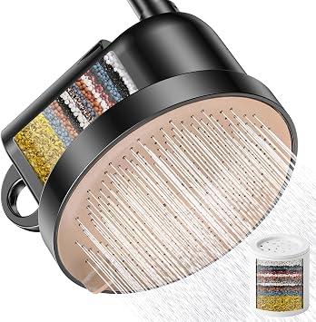 NSF Certified Filtered Shower Head - 5 Settings High Pressure Rain Shower Head for Hard Water Softener - Easy Install & Replace - Bathroom Showerhead to Remove Chlorine & Heavy Metals (Matte Black)
