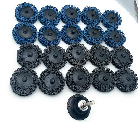 SIGNI Quick Change Poly Strip & Clean Rolok Disc for Rust and Paint Removal on Metal and Wood (2 inch, 10 Black+10 Blue+pad)