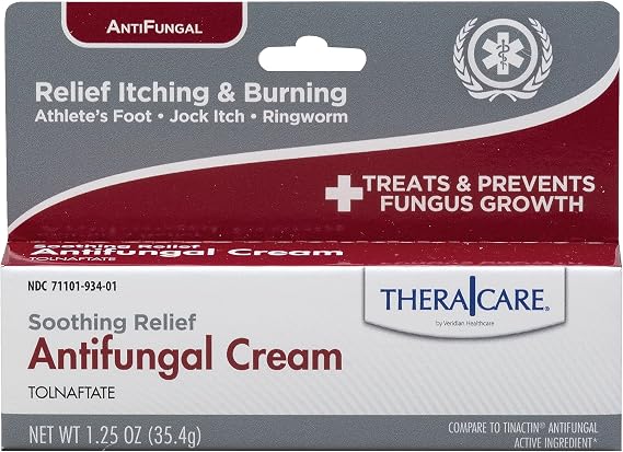 Thera Care Soothing Relief Antifungal Cream, 1.25 oz | For Athletes Foot & Ringworm, Soothes Itching, Burning & Cracking, Non-Greasy, Fast Absorbing
