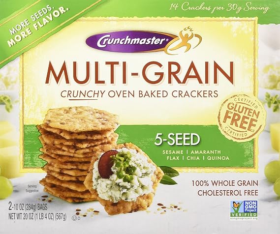 Crunch Master Crunchmaster Multi Grain Baked Crackers 5 Seed Multigrain (Net Wt 20 Ounce ),,
