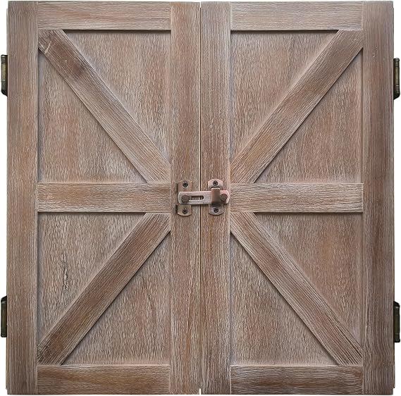 Howard Knox Farmhouse Rustic Barn Darboard Cabinet w/Chalkboard & Dart Holders