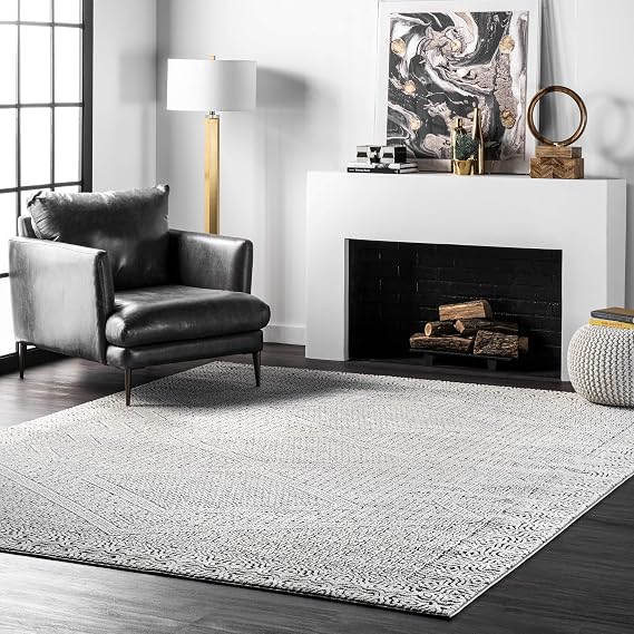 nuLOOM Exie Transitional Moroccan Area Rug, 8x10, Light Grey